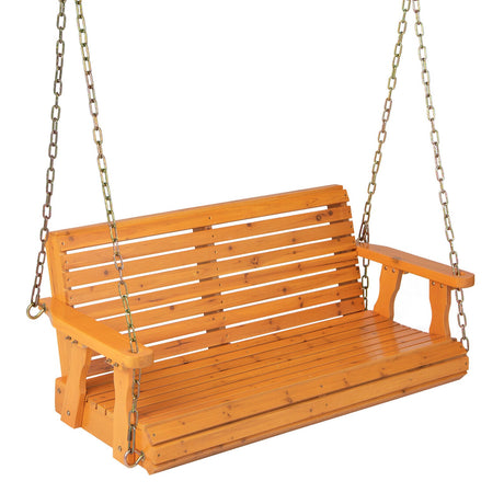 Columpio de Porche de Madera para 2 Personas con Cadenas Colgantes para Jardín