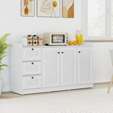 Mueble Buffet con Almacenamiento Aparador Moderno con 3 Puertas-Blanco
