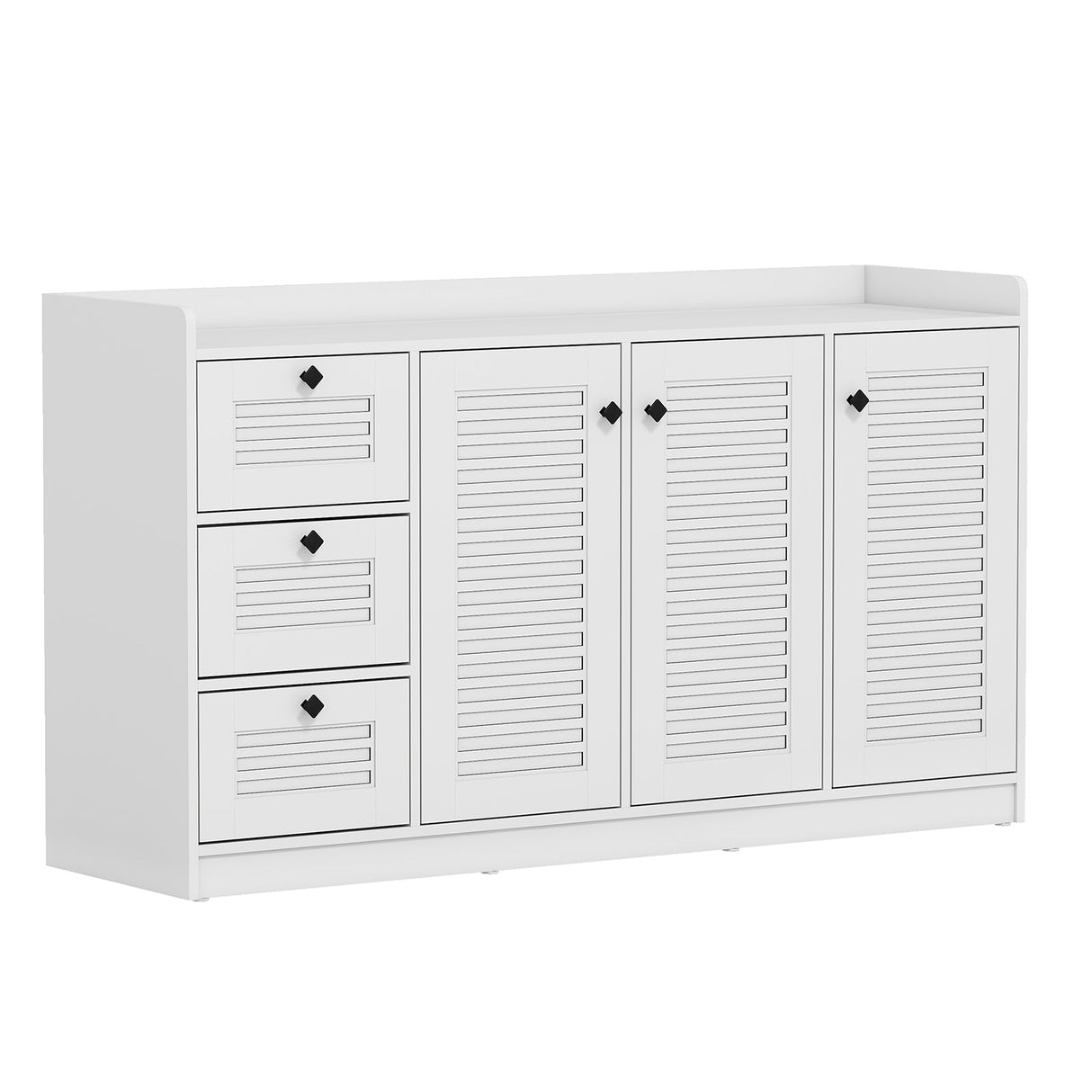 Mueble Buffet con Almacenamiento Aparador Moderno con 3 Puertas-Blanco