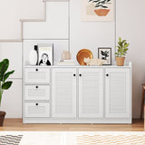 Mueble Buffet con Almacenamiento Aparador Moderno con 3 Puertas-Blanco