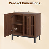Buffet Cabinet with Storage 32" Wooden Sideboard Coffee Bar Station-Walnut