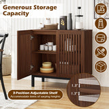 Buffet Cabinet with Storage 32" Wooden Sideboard Coffee Bar Station-Walnut