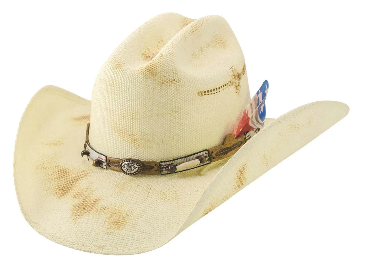 Sombrero vaquero de paja Bullhide Bandera (rojo, blanco y azul)