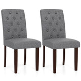 Button Tufted Fabric Upholstered Wooden Dining Chair Set of 2 with High Curved Back