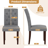 Button Tufted Fabric Upholstered Wooden Dining Chair Set of 2 with High Curved Back