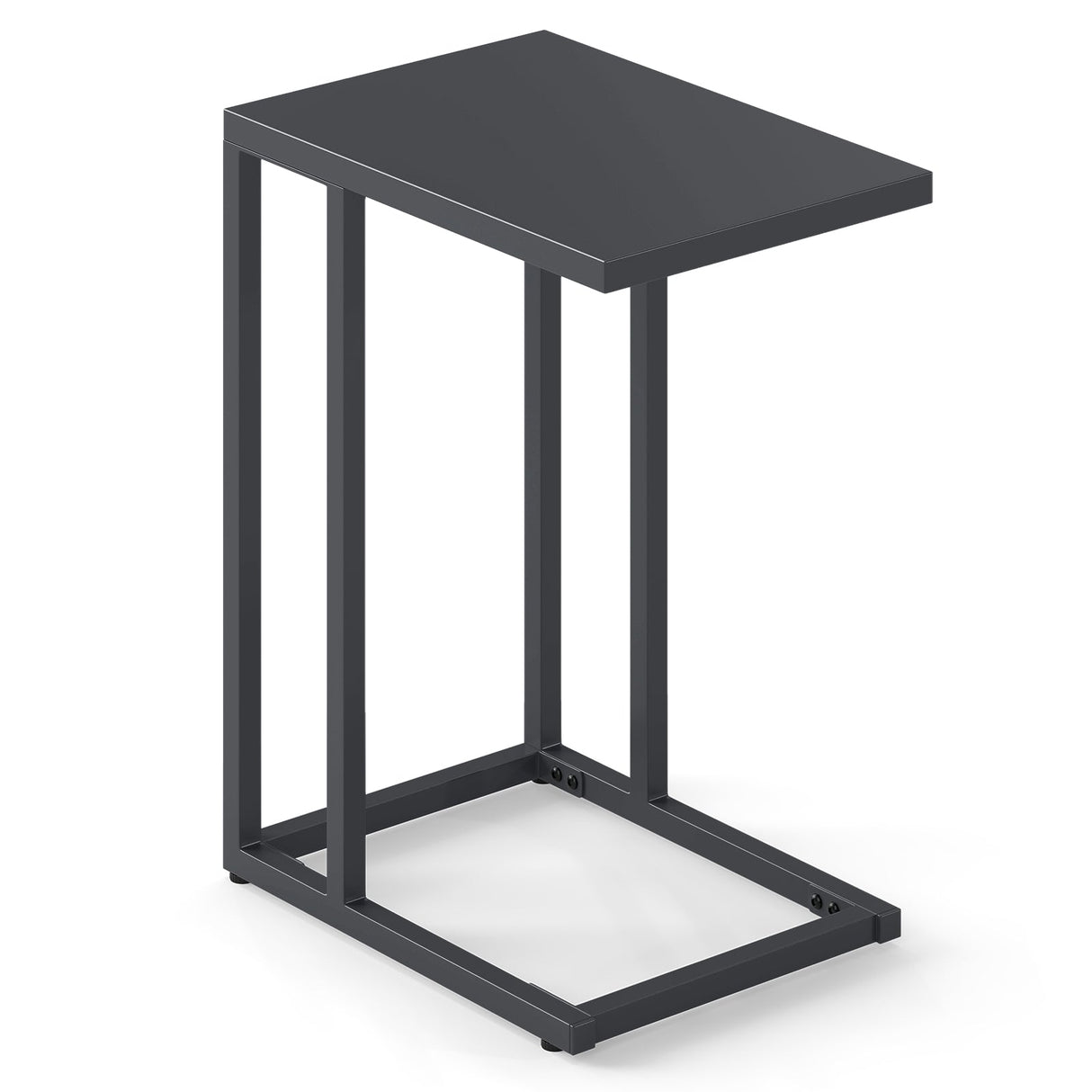 Mesa Auxiliar en Forma de C con Patas Ajustables para Sala de Estar Dormitorio-Gris Oscuro