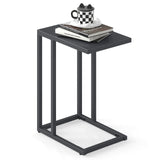 Mesa Auxiliar en Forma de C con Patas Ajustables para Sala de Estar Dormitorio-Gris Oscuro