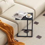 Mesa Auxiliar en Forma de C con Patas Ajustables para Sala de Estar Dormitorio-Gris Oscuro
