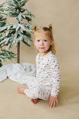 Pijama de bambú de 2 piezas tipo Henley para Navidad, atado con un lazo