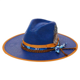 California Hats Aguamarina - Sombrero fedora de paja de ala ancha
