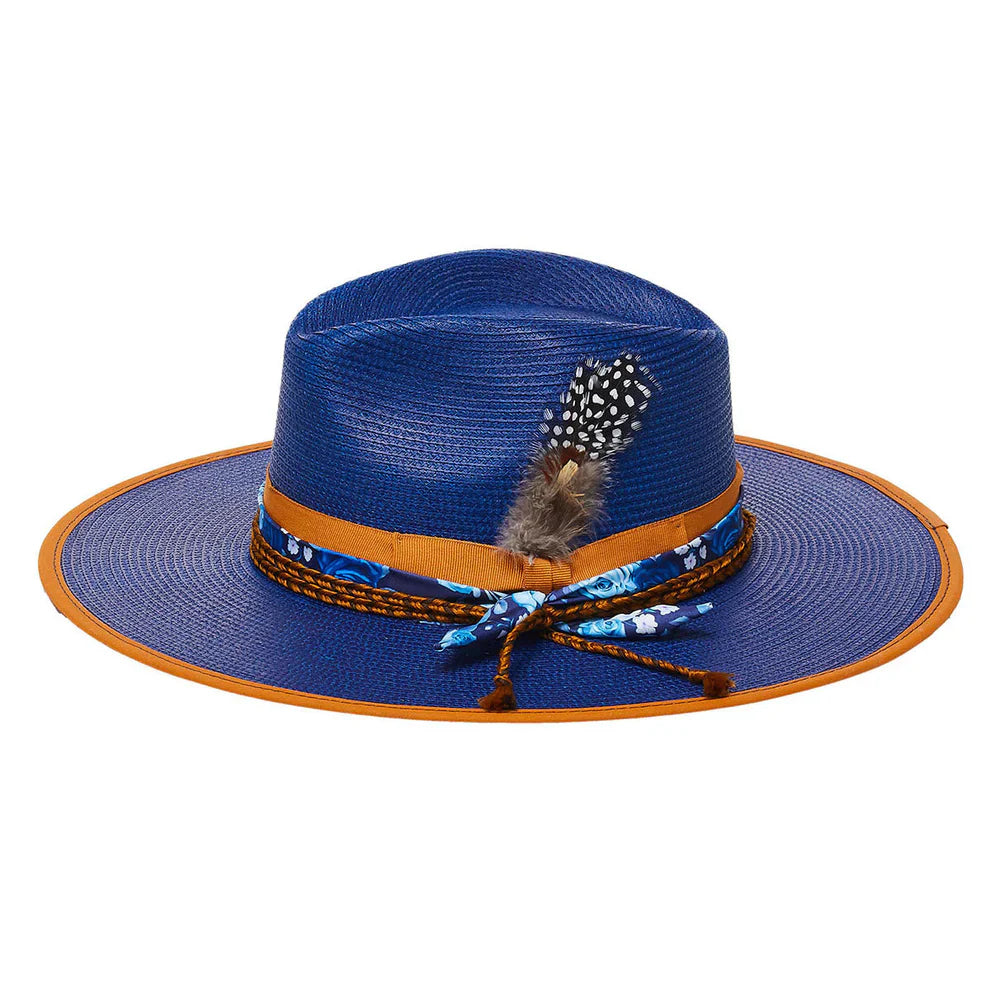 California Hats Aguamarina - Sombrero fedora de paja de ala ancha