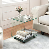 Mesa auxiliar en forma de C, de cristal templado moderno, con estante
