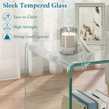 Mesa auxiliar en forma de C, de cristal templado moderno, con estante