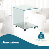 Mesa auxiliar en forma de C, de cristal templado moderno, con estante