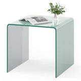 Mesa auxiliar en forma de C, de cristal templado moderno, con estante