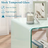 Mesa auxiliar en forma de C, de cristal templado moderno, con estante