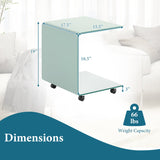 Mesa auxiliar en forma de C, de cristal templado moderno, con estante
