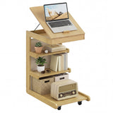 Mesa auxiliar en forma de C con ruedas y tablero ajustable para sofá, cama o mesilla de noche