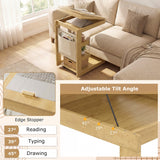 Mesa auxiliar en forma de C con ruedas y tablero ajustable para sofá, cama o mesilla de noche