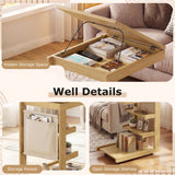 Mesa auxiliar en forma de C con ruedas y tablero ajustable para sofá, cama o mesilla de noche