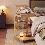 Mesa auxiliar en forma de C con ruedas y tablero ajustable para sofá, cama o mesilla de noche
