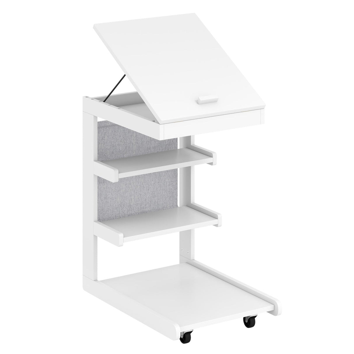 Mesa auxiliar en forma de C con ruedas y tablero ajustable para sofá, cama o mesilla de noche