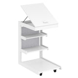 Mesa auxiliar en forma de C con ruedas y tablero ajustable para sofá, cama o mesilla de noche