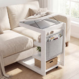 Mesa auxiliar en forma de C con ruedas y tablero ajustable para sofá, cama o mesilla de noche