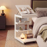Mesa auxiliar en forma de C con ruedas y tablero ajustable para sofá, cama o mesilla de noche