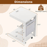 Mesa auxiliar en forma de C con ruedas y tablero ajustable para sofá, cama o mesilla de noche