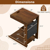 Mesa auxiliar en forma de C con ruedas y tablero ajustable para sofá, cama o mesilla de noche