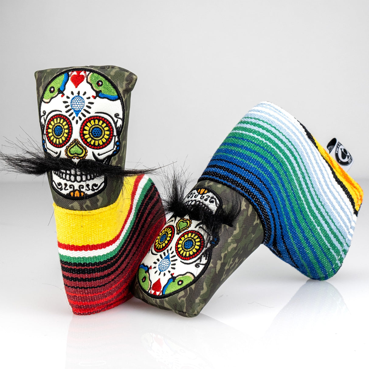 Cubrepatas de putter Blade con calavera de azúcar y bigote - Camuflaje verde