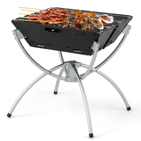 Parrilla de Campamento 3 en 1 con Rejillas de Acero Inoxidable, Bolsa de Transporte y Guantes
