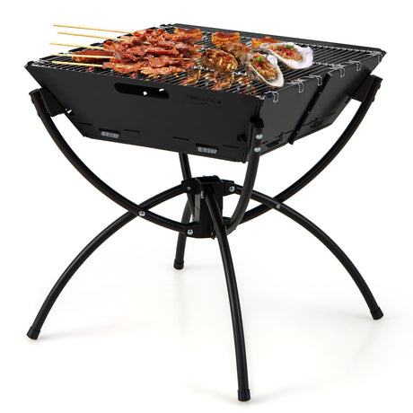 Parrilla de Campamento 3 en 1 con Rejillas de Acero Inoxidable, Bolsa de Transporte y Guantes