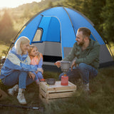 Tienda de camping exterior para 3 personas con alfombrilla de suelo extraíble para camping, senderismo, viajes - Azul