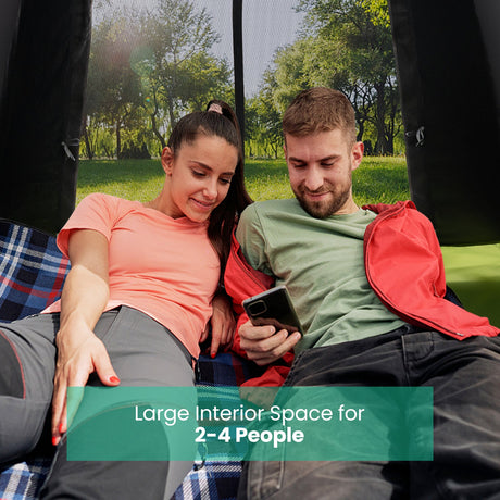 Tienda de campaña instantánea tipo pop-up para 2-4 personas con toldo/cubierta desmontable (impermeable)