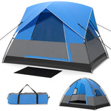 Tienda de camping exterior para 3 personas con alfombrilla de suelo extraíble para camping, senderismo, viajes - Azul