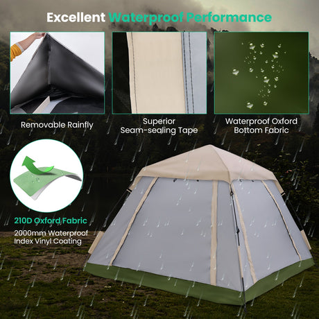 Tienda de campaña instantánea tipo pop-up para 2-4 personas con toldo/cubierta desmontable (impermeable)