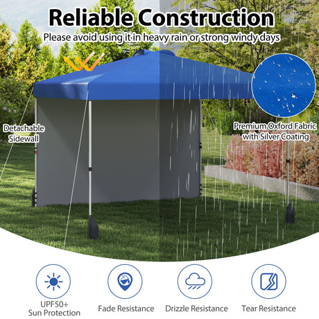 Carpa Cenador Plegable de 3 X 3 M con 1 Pared Lateral y Bolsa con Ruedas