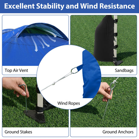 Carpa Cenador Plegable de 3 X 3 M con 1 Pared Lateral y Bolsa con Ruedas