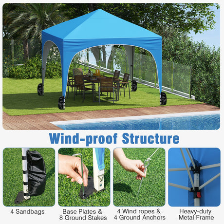 Carpa Plegable de 3 X 3 M con 4 Paredes Laterales Desmontables