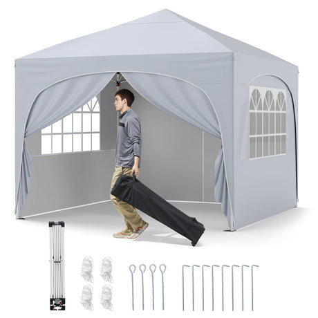 Carpa Plegable de 3 X 3 M con 4 Paredes Laterales Desmontables