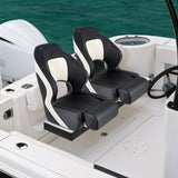Asiento de capitán tipo cubo con cuero de PVC impermeable para barco turístico - Negro