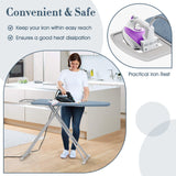 57" x 16.5" Carbon Steel Ironing Table with Iron Rest and 7-Level Height-Blue