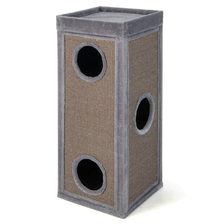 Rascador para gatos de 99 cm de alto con postes rascadores, 3 escondites y 4 suaves cojines de felpa