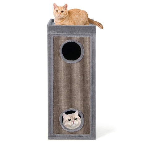 Rascador para gatos de 99 cm de alto con postes rascadores, 3 escondites y 4 suaves cojines de felpa