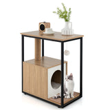 Mesa Auxiliar para Gatos, Casa para Gatos con Poste Rascador