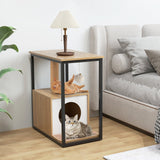 Mesa Auxiliar para Gatos, Casa para Gatos con Poste Rascador