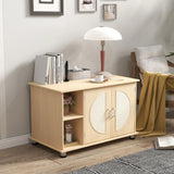 Cat Litter Box Enclosure with Sisal Scratching Doors and Adjustable Metal Feet-Natural