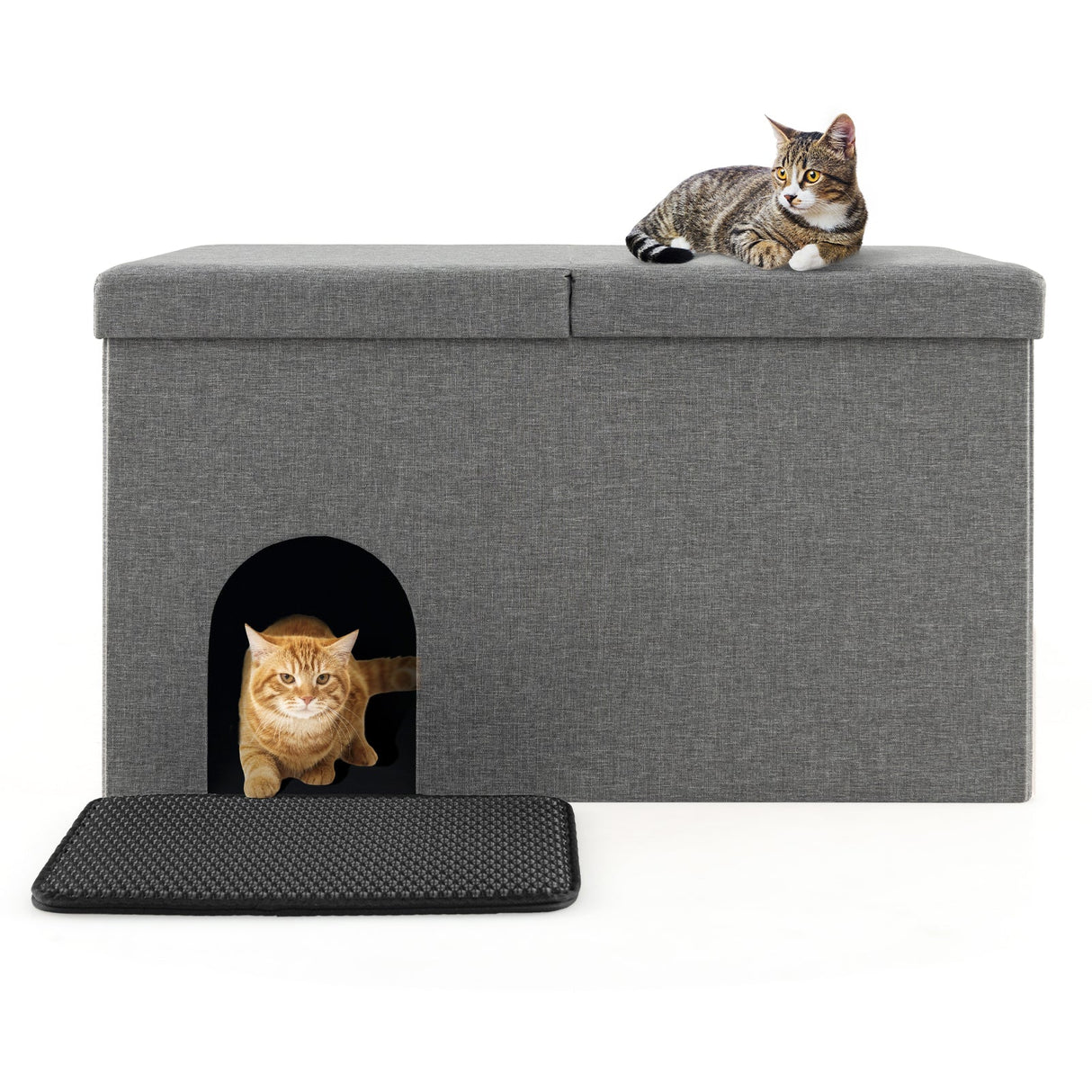 Mueble oculto para arenero de gato con alfombrilla para orina a prueba de salpicaduras